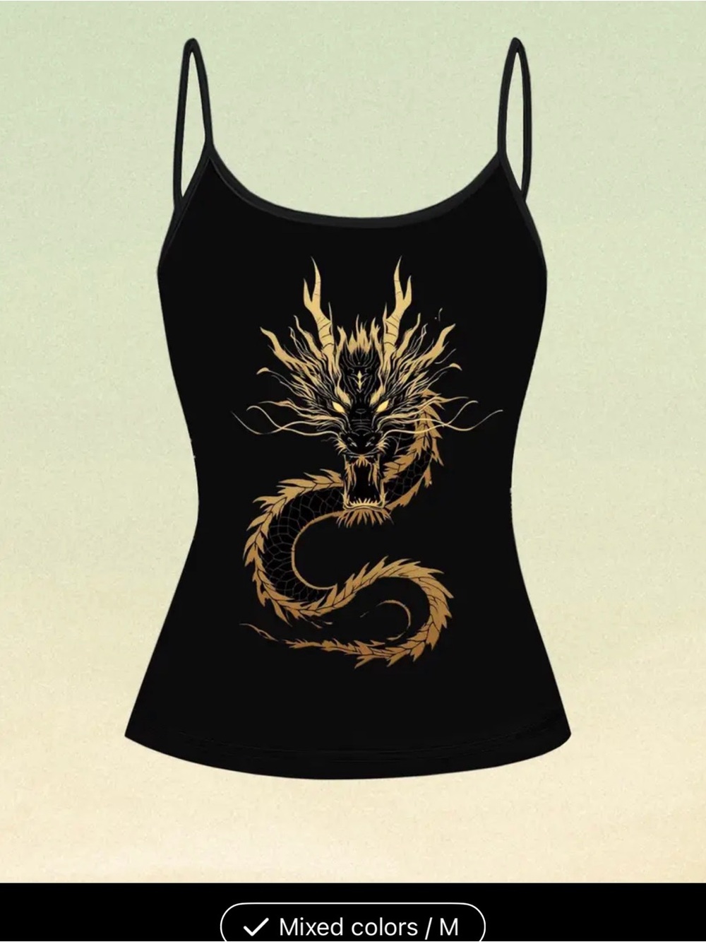 Black Dragon Graphic Spaghetti Strap Tank Top